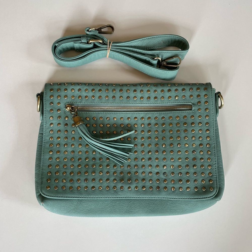 Pre-Loved Maurices Womens Teal and Gold Crossbody and Shoulder Bag